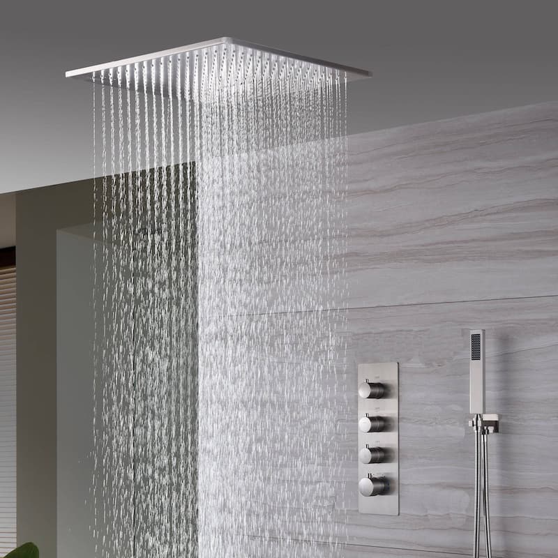 20inch ceiling mount rainfall waterfall shower systems 3 way thermostatic shower faucet - 7'6" x 10'9"