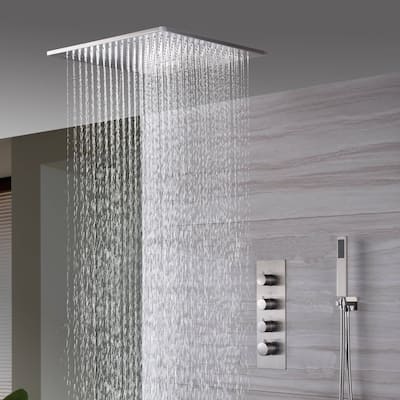 20inch ceiling mount rainfall waterfall shower systems 3 way thermostatic shower faucet - 7'6" x 10'9"