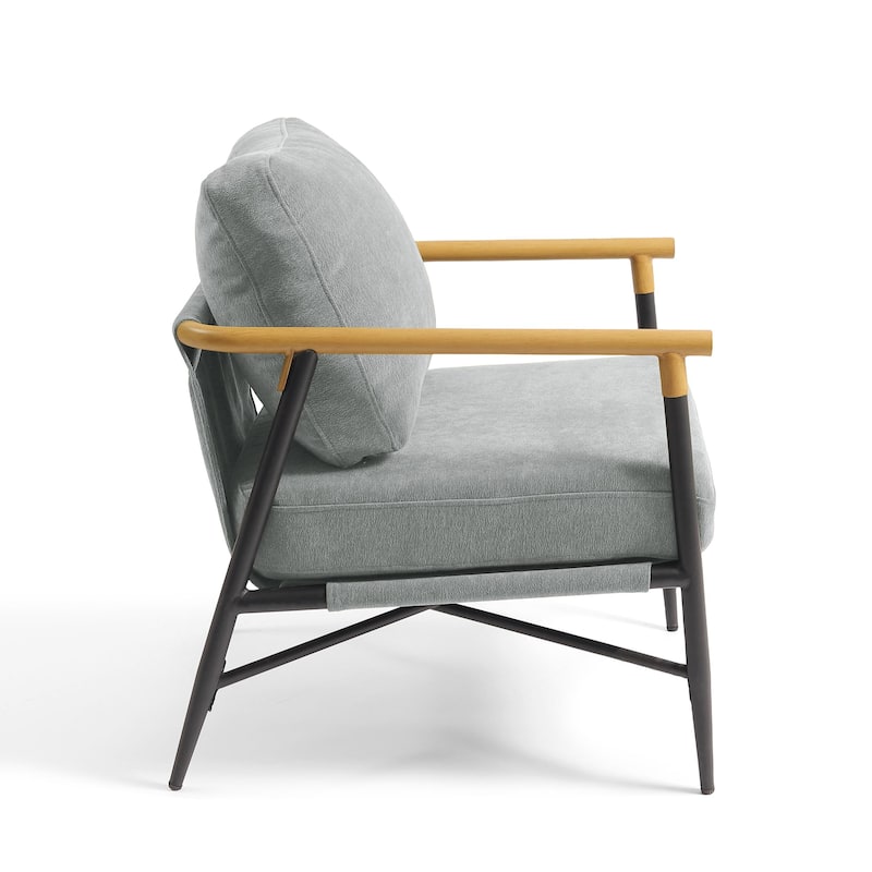 Industrial Upholstered Accent Chair Club Chair with Metal Frame