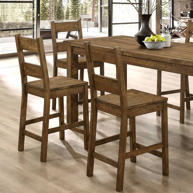 Rustic Mission Design Counter Height Ladder Back Dining Stools (Set of ...