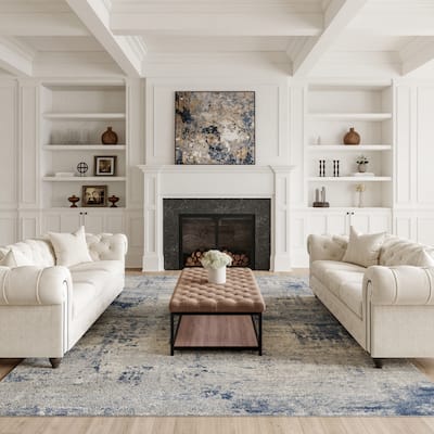 Copper Grove Nurnberg Modern Abstract Blue/Ivory Ombre Area Rug