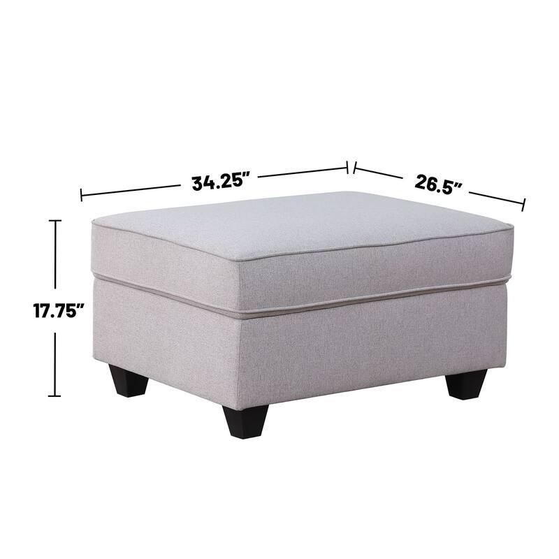 7 Piece Upholstered L-Shape Sectional Sofa with Ottoman in Light Gray