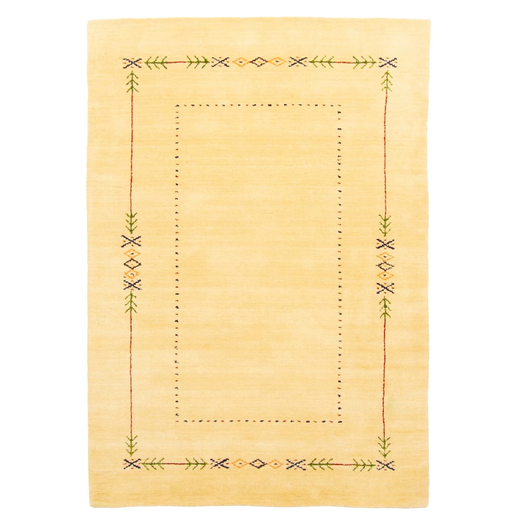 ECARPETGALLERY Hand Loomed Kashkuli Gabbeh Cream Wool Rug - 4'0 x 5'8