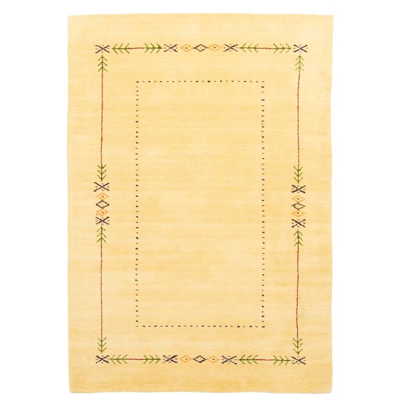 ECARPETGALLERY Hand Loomed Kashkuli Gabbeh Cream Wool Rug - 4'0 x 5'8