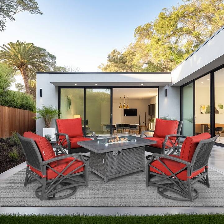 Kinger Home Novi Rattan 5-Piece Outdoor Patio Furniture Set - 52-Inch