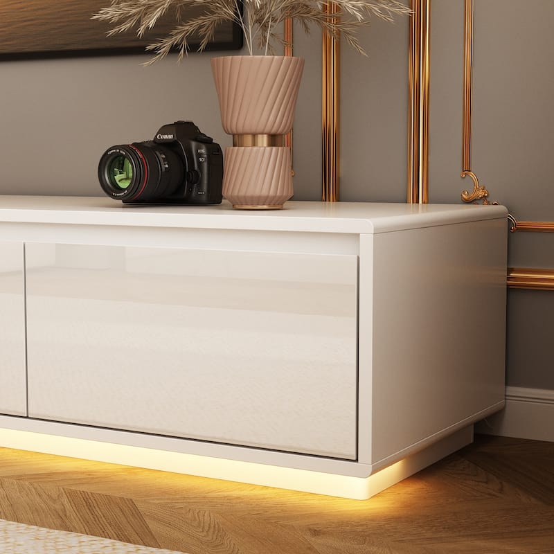 Chic LED-Lit Media Console for Stylish Homes Entertainmnet Center - 70.9"