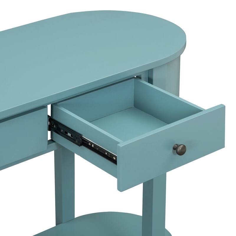 Elegant Retro Console Table with Curved Design and Smooth Glaze for Entryways, Living Rooms and hallways