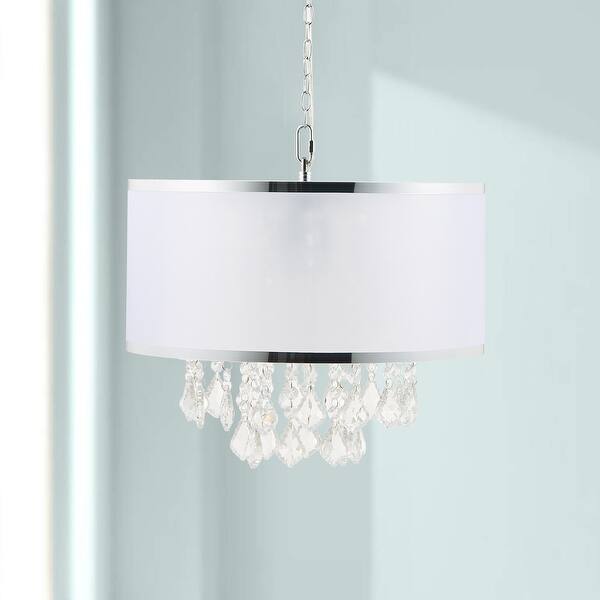 Shop Black Friday Deals On Co Z 3 Light 15 Flush Mount Crystal Chandelier With Organza Shade White Overstock 32082194