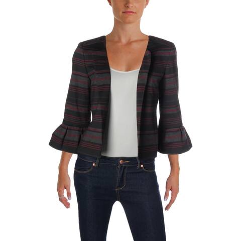 nine west striped tie sleeve crepe blous