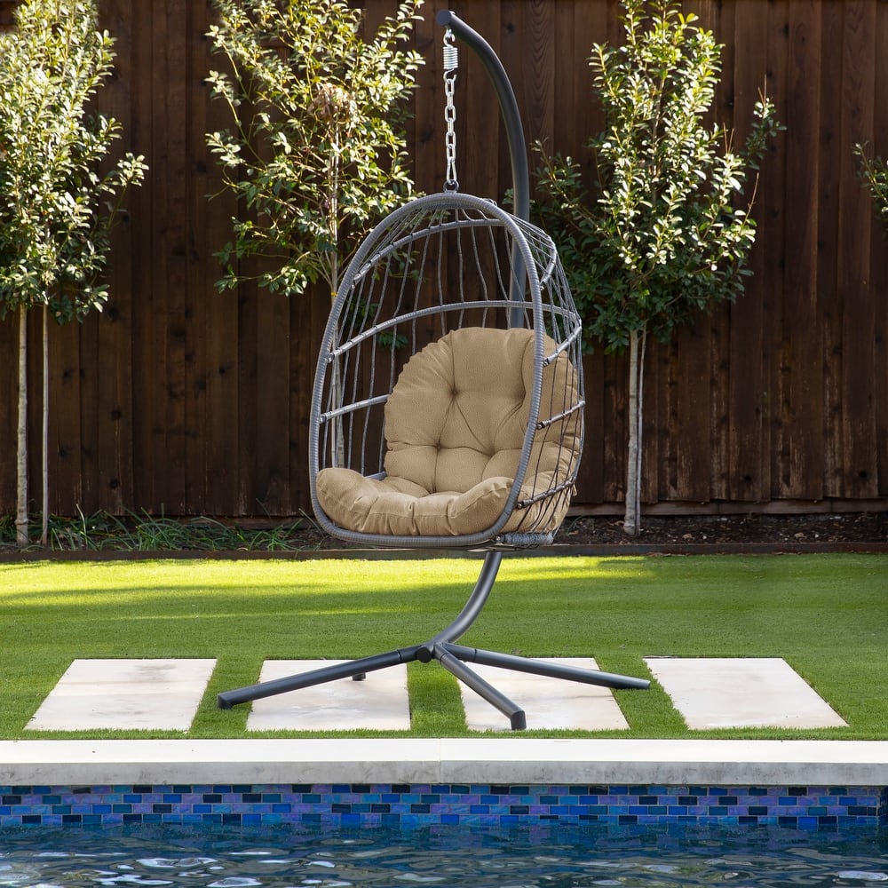 Sorra Home Valdese Boucle Outdoor Egg Chair Replacement Cushion