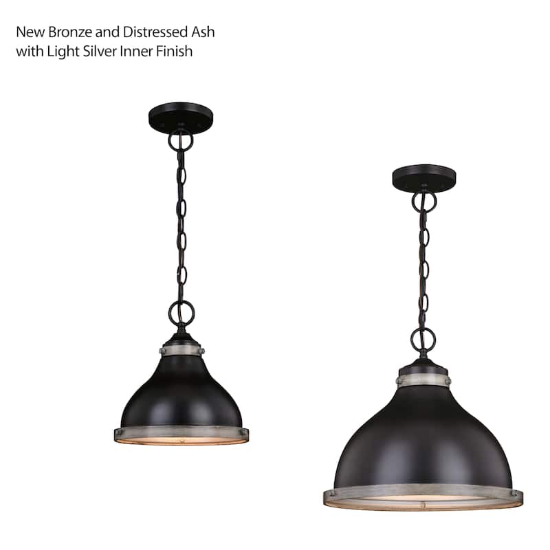 Sheffield 1L Dark Bronze and Gray Farmhouse Dome Pendant Light