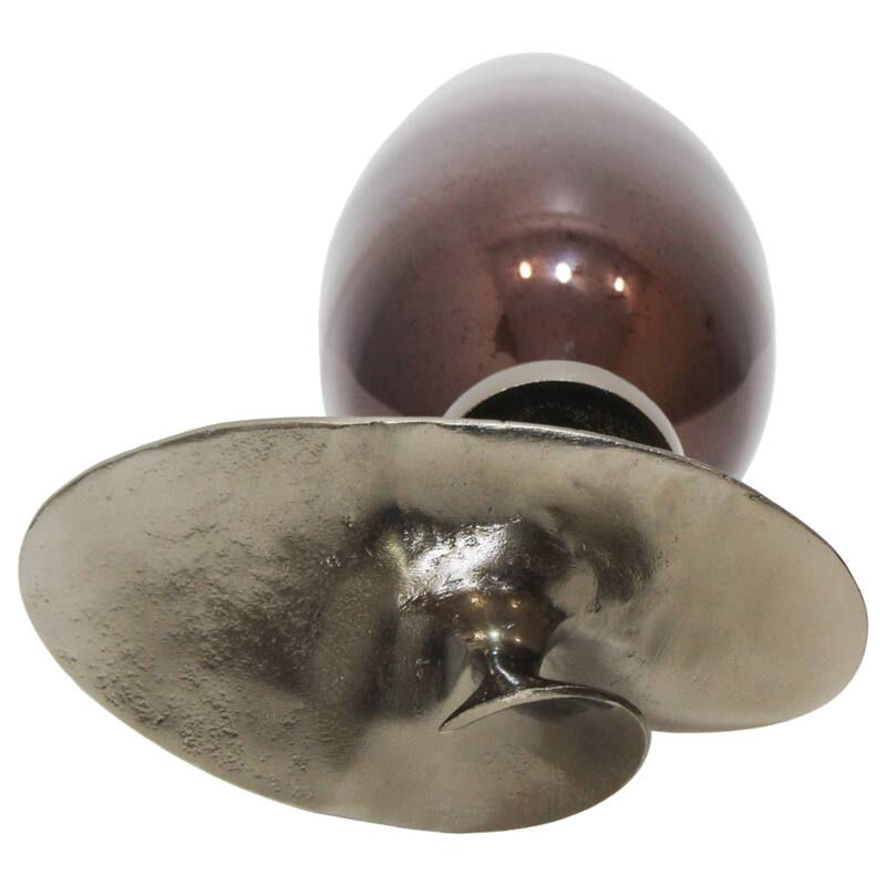 Glass Vase with Sculptural Aluminum Accent Metal Transitional Style