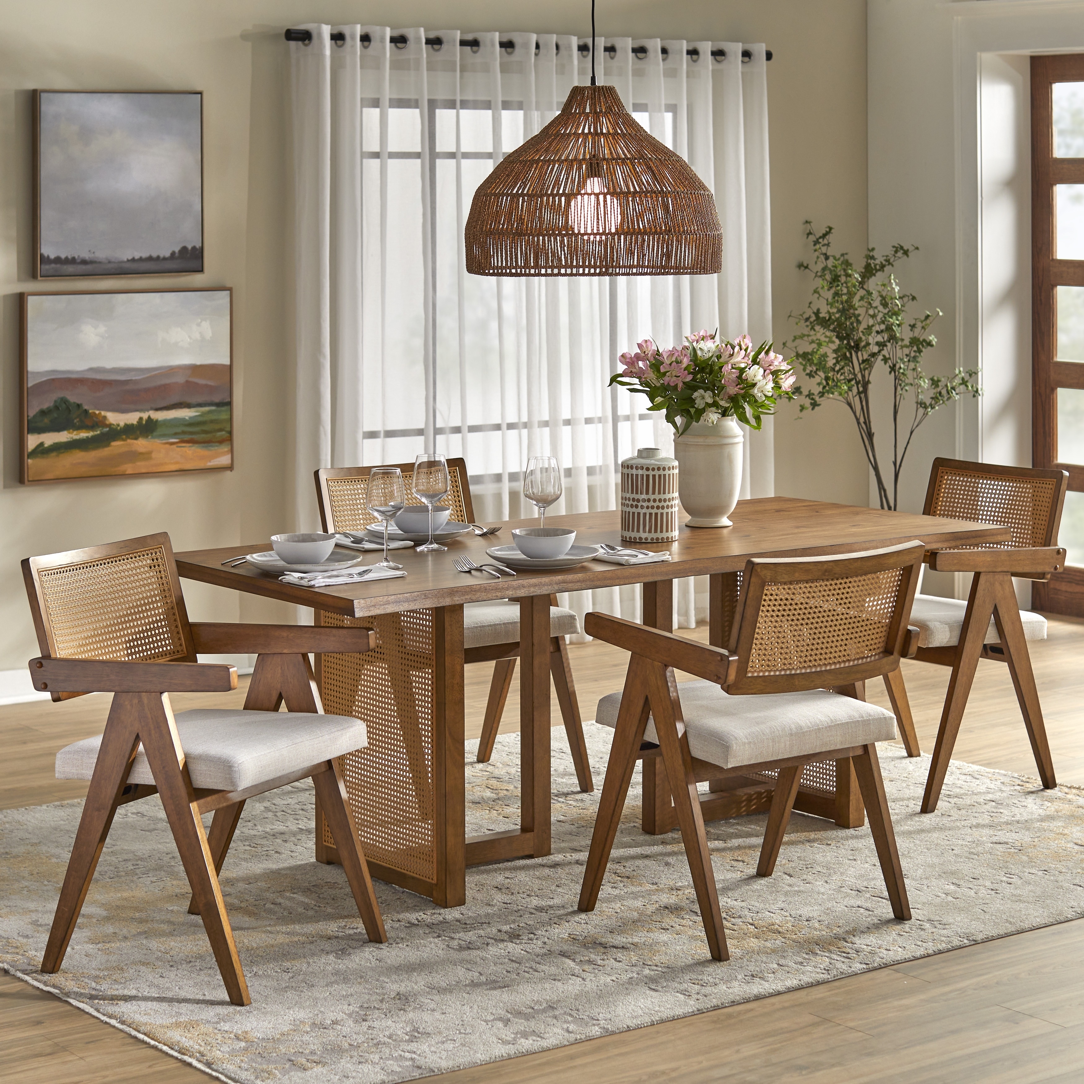 Lifestorey Felicity Live Edge Dining Set - Modern Style