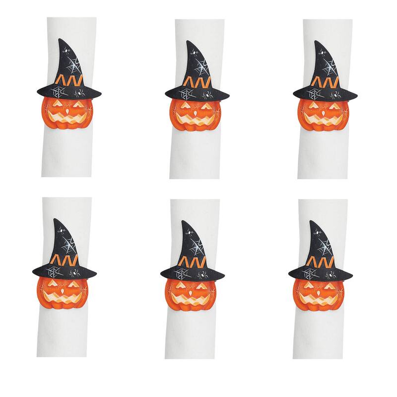 Witchy Pumpkin Napkin Ring Set of 6 - Set of 6