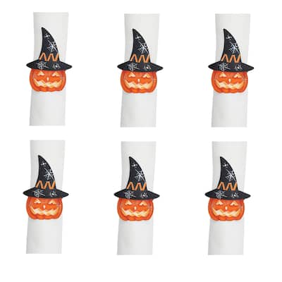 Witchy Pumpkin Napkin Ring Set of 6 - Set of 6