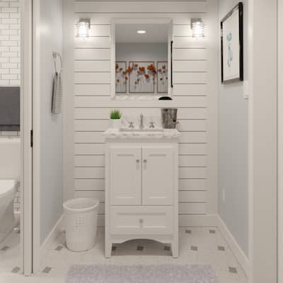 KitchenBathCollection Abbey 24" Bathroom Vanity with Carrara Marble Top
