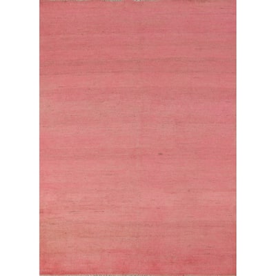 Modern Pink Gabbeh Oriental Area Rug Handmade Wool Carpet - 5'4"x 7'8"
