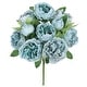 Set Of 2 Blue Artificial Lush Peony Flower Stem Bush Bouquet 20in - 20 