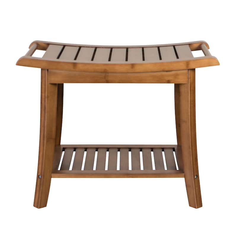 Solid Bamboo Spa Style Bench - Caramel