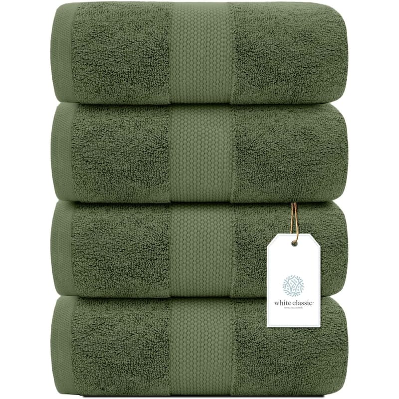 White Classic Luxury Cotton Bath Towel 27x54 - Set of 4