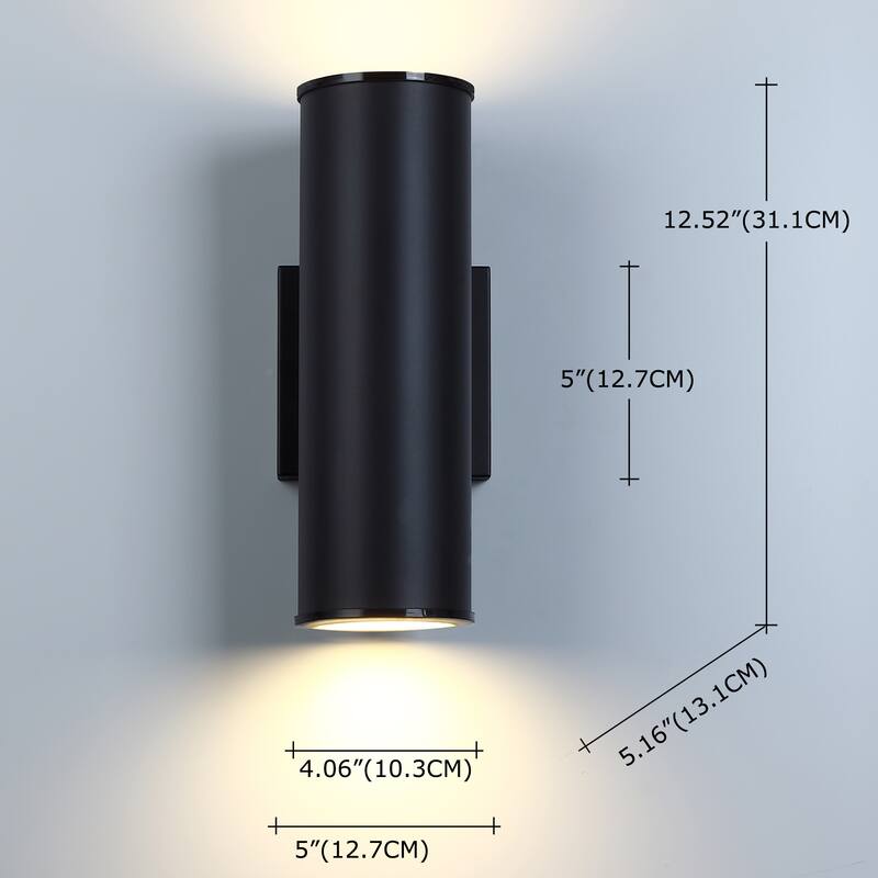 2 Pack Modern Black 1 Light Cylinder Wall Sconces