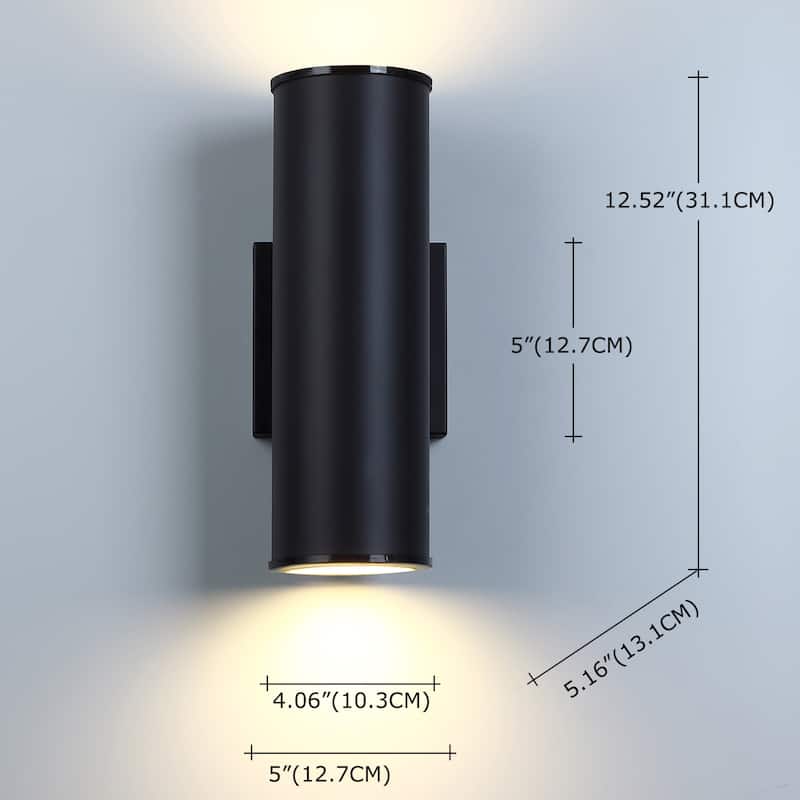 2PK Outdoor Wall Light Wall Mount Cylinder Up Down Light