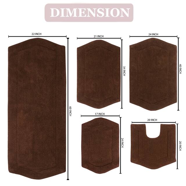 Home Weavers Waterford Collection 5 Piece Genuine Cotton Bath Rugs Set