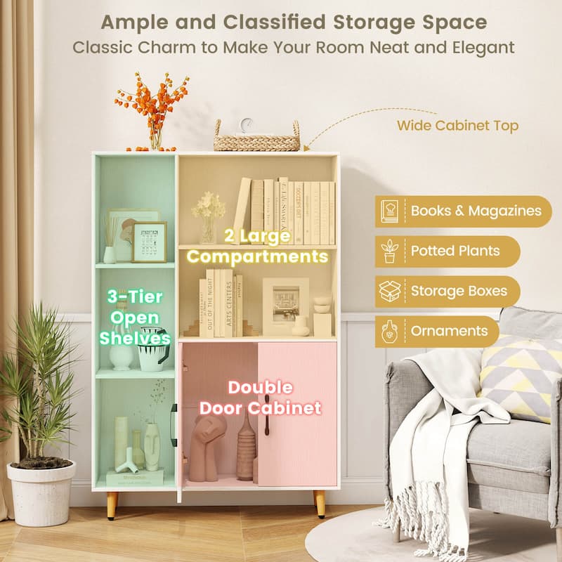 Costway Floor Storage Cabinet Free Standing Wooden Display Bookcase