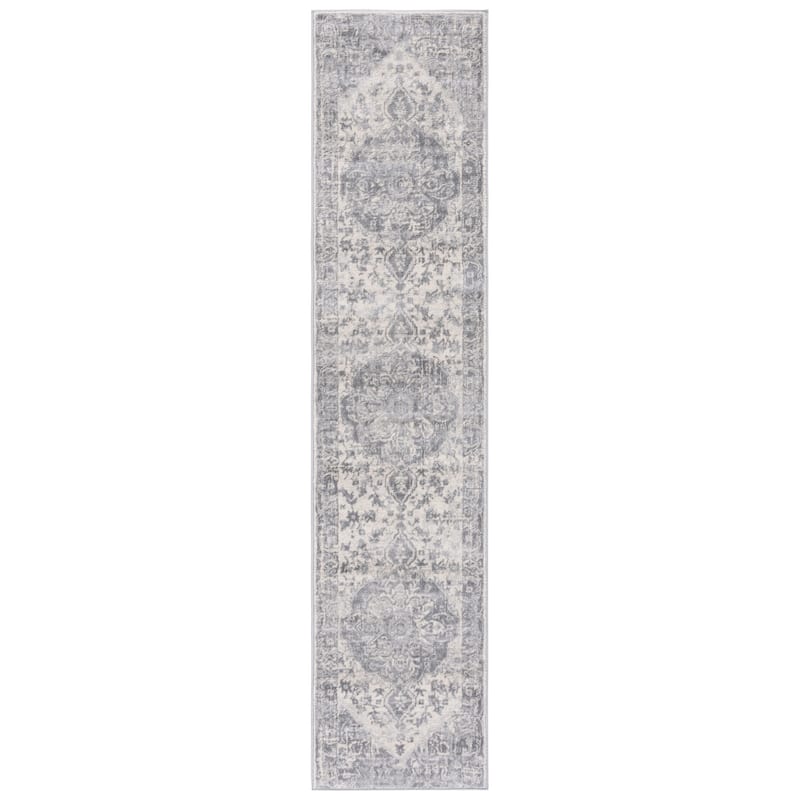SAFAVIEH Brentwood Kobra Oriental Medallion Rug - 2' x 9' Runner - Grey/Light Grey