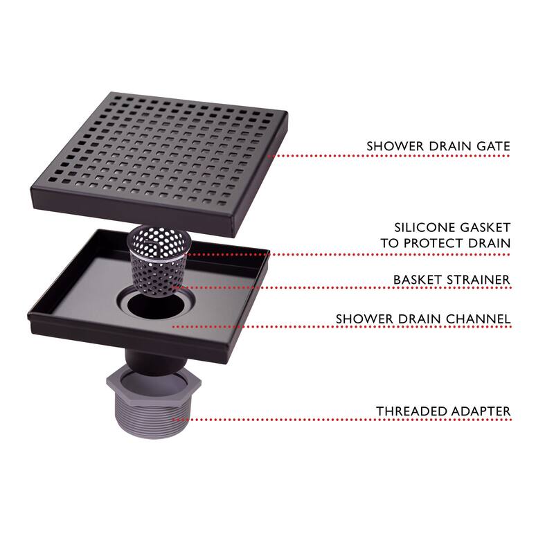 Design House 542837 6" Square Shower Drain