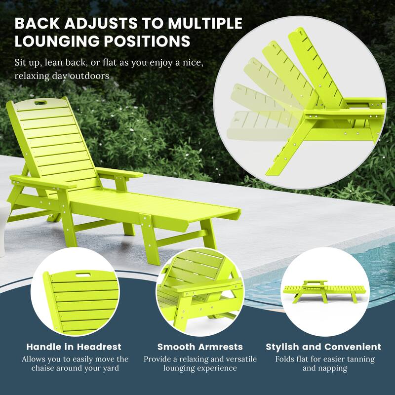 Laguna Hdpe All Weather Outdoor Patio Pool Reclining Chaise Lounge