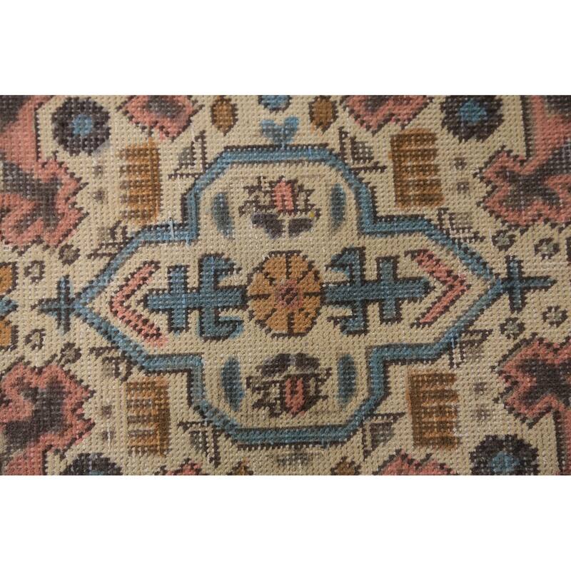 Geometric Tabriz Persian Rug Handmade Beige Oriental Wool Carpet - 8'4"x 11'0"