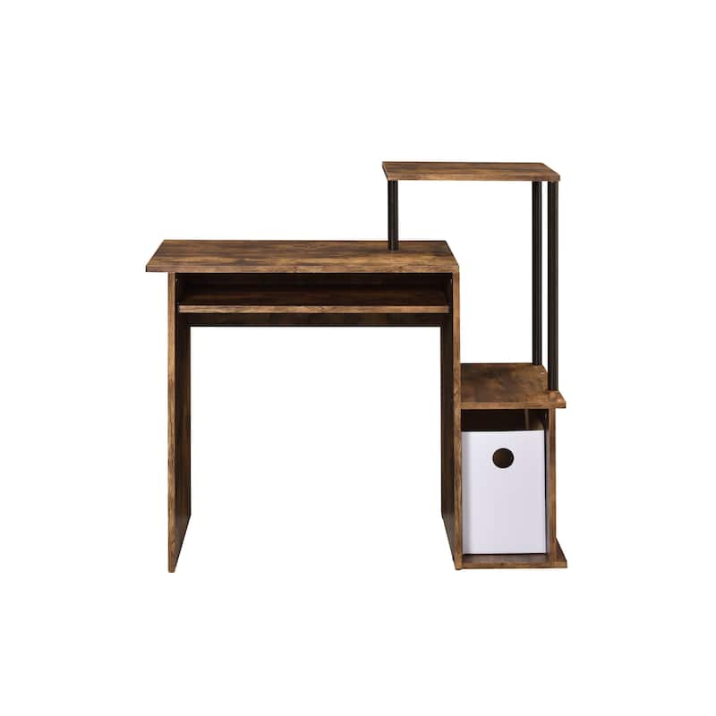 Folding Table with Storage Shelf,32.6 Inch Foldable Computer Desk for Small Spaces,Small Writing Desk for Bedroom and Apartment