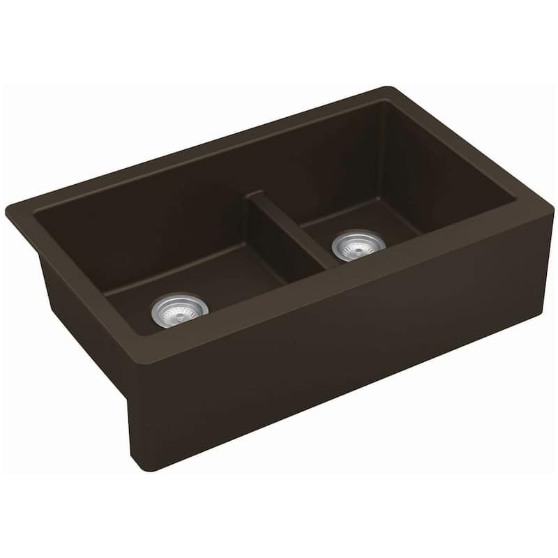 Karran USA QA-760 Quartz QA 34" Farmhouse Double Basin Quartz - Brown