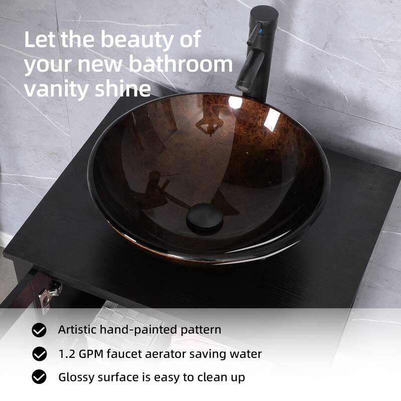 48" Bathroom Vanity Set Vessel Sink Faucet W/ Small Cabinet Combo