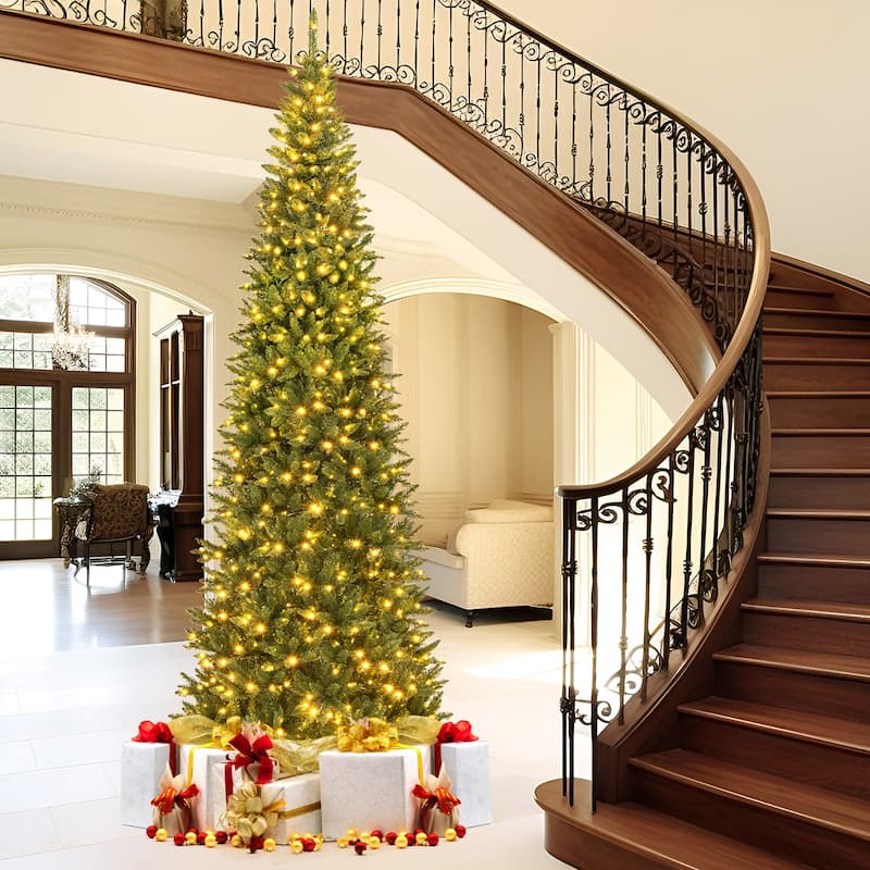 Gymax 12 FT Artificial Xmas Tree w/ Quick Power Connector & 800 Warm - See Details