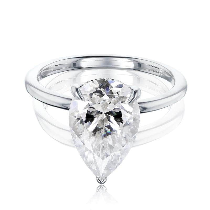 Kobelli Signature Collection 3.60 Carat Moissanite & Diamond 14k Solid Gold Hidden Halo Plain Band Piper Ring - White - 6