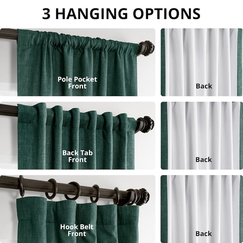 Exclusive Fabrics Italian Faux Linen Room Darkening Curtains for Bedroom & Living Room Curtains - Single Panel Window Curtains