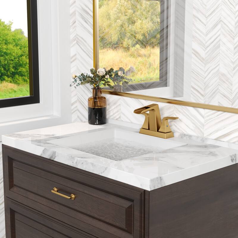 4 in. Centerset Double Handle Low-Arc Bathroom Faucet with Pop-Up Drain Included