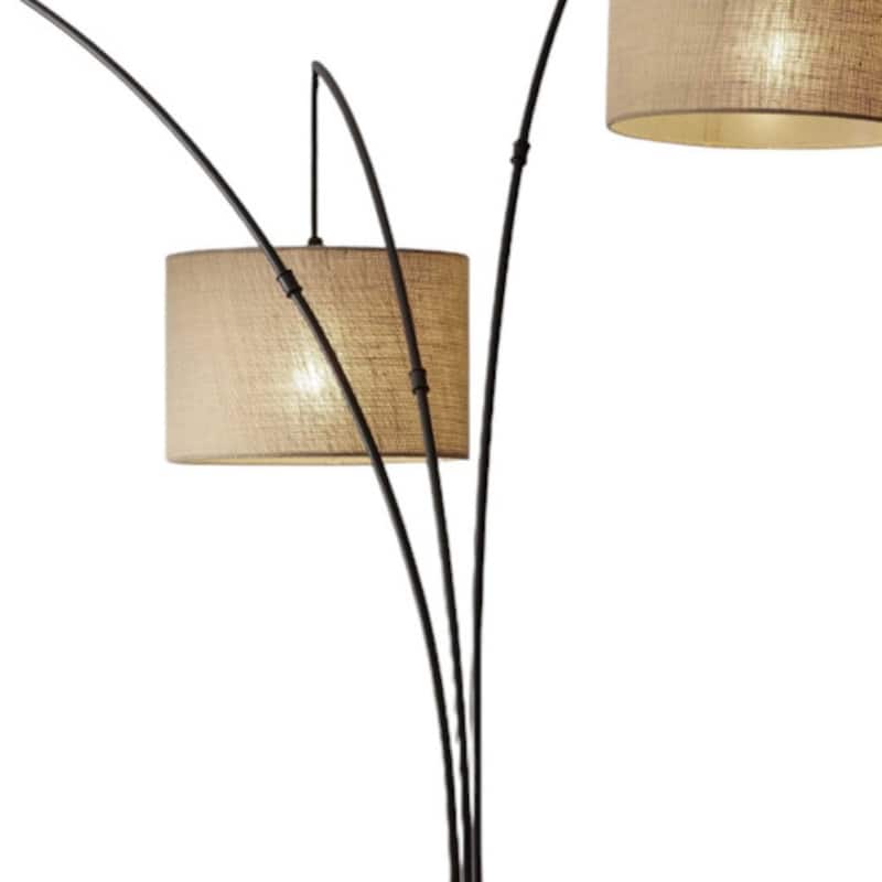74" Modern Tree Floor Lamp with 3 Drum Shades and Metal Base Linen Shade Plug-In Design - 74”H x 44”W x 43”D