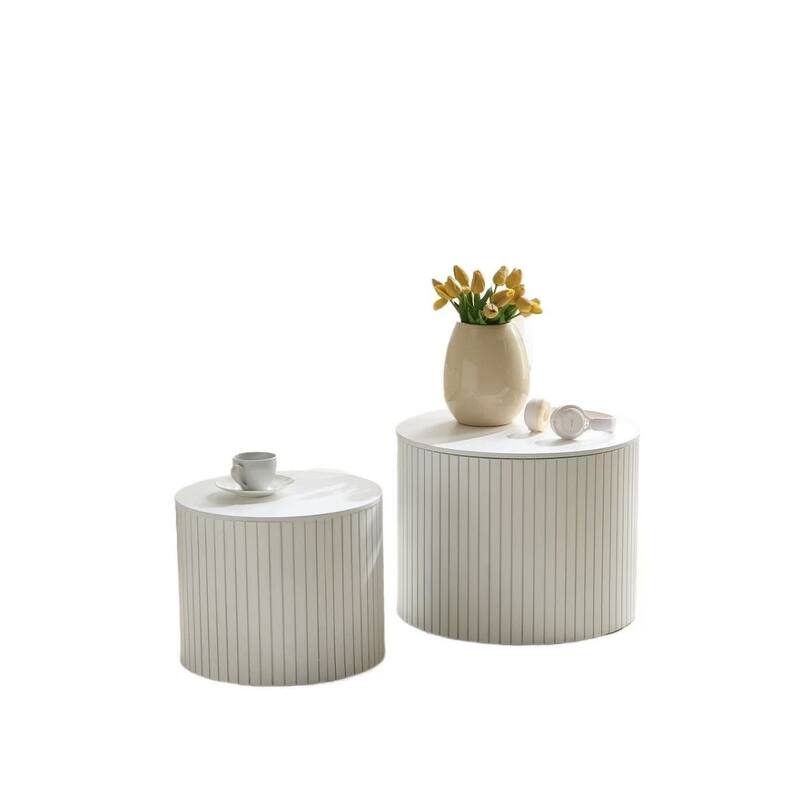 Nested table set 2 pieces, MDF coffee table set Living room/lounge area, White