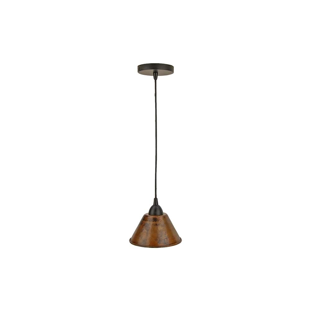 Hammered Copper 7" Cone Pendant Light in Oil Rubbed Bronze (L300DB)