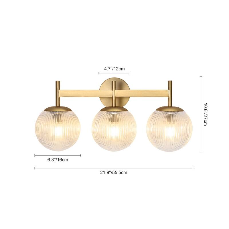 3-Light Sleek Modern Dimmable Ribbed Glass Vanity Light - 21.9 in