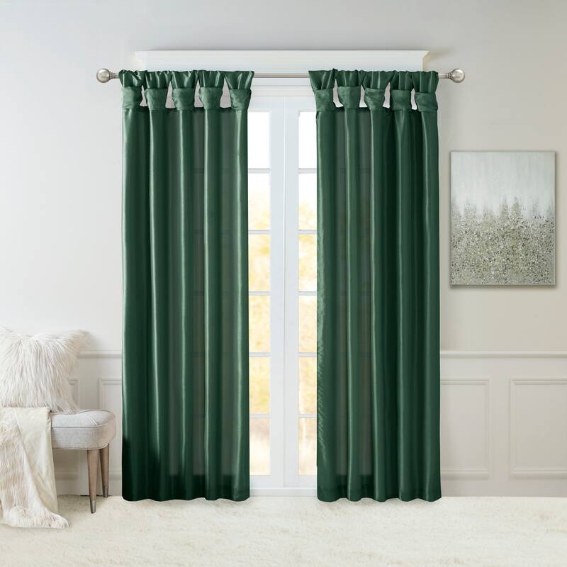 Twist Tab Total Blackout Window Curtain Panel - 84 Inches - Green
