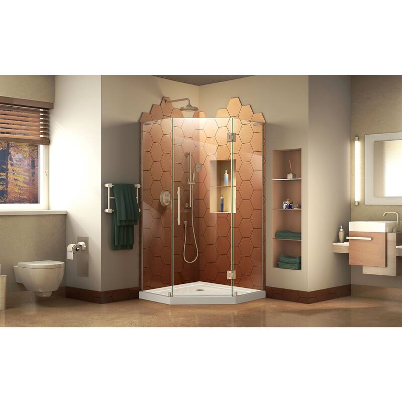 DreamLine Prism Plus 36 in. x 36 in. x 74 3/4 in. Hinged Shower Enclosure and Shower Base Kit - 36" x 36"
