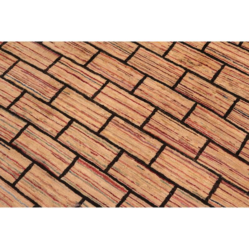 Chromatic Mosaic Gabbeh Hand Knotted Wool Rug