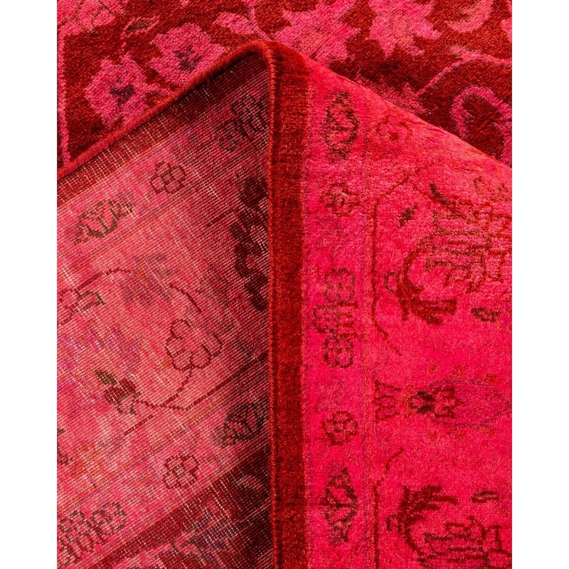 Overton Hand Knotted Wool Vintage Inspired Modern Contemporary Overdyed Pink Area Rug - 4' 2" x 6' 3"