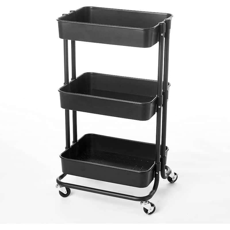Urban Lifestyle 3 Tier Rolling Storage Cart - Black