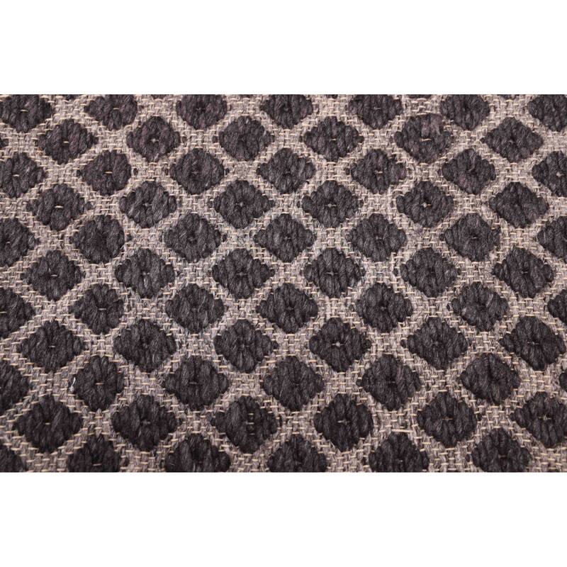 ECARPETGALLERY Braid weave Sienna Dark Grey Wool Rug - 5'0 x 7'6