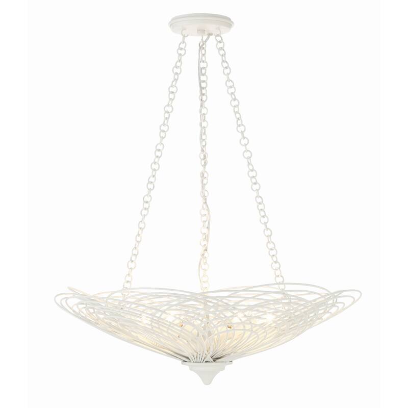 Doral 6 Light Matte White Chandelier - 24"W x 10"H x 24"D